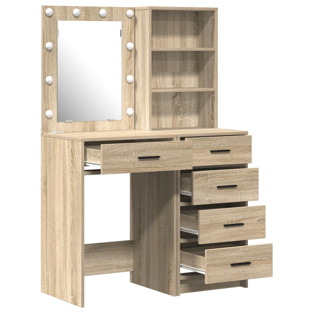 Produktbild för Smyckebord med låda 2 pcs Brun 50 x 41 x 135 cm Konstruerat trä