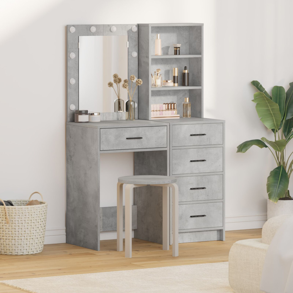 Produktbild för Smyckebord med låda 2 pcs Grå 50 x 41 x 135 cm Konstruerat trä