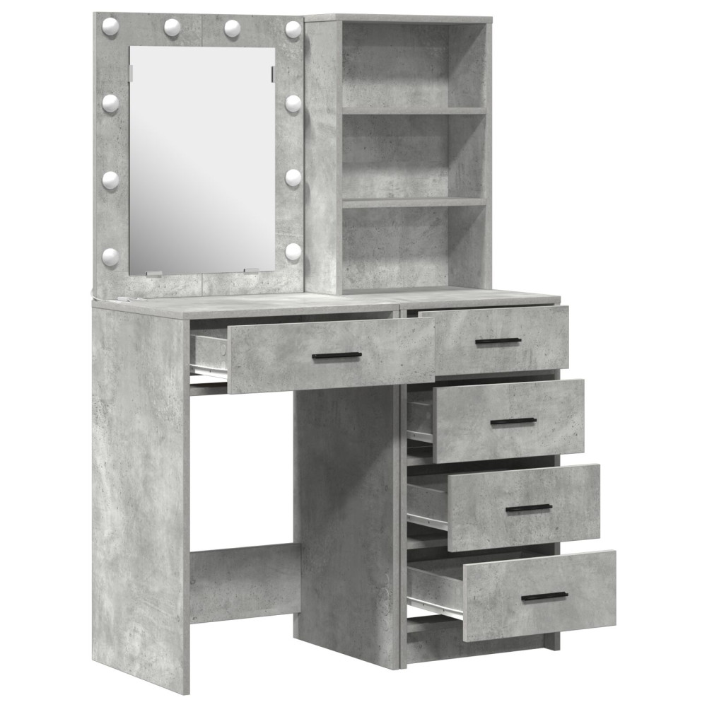 Produktbild för Smyckebord med låda 2 pcs Grå 50 x 41 x 135 cm Konstruerat trä