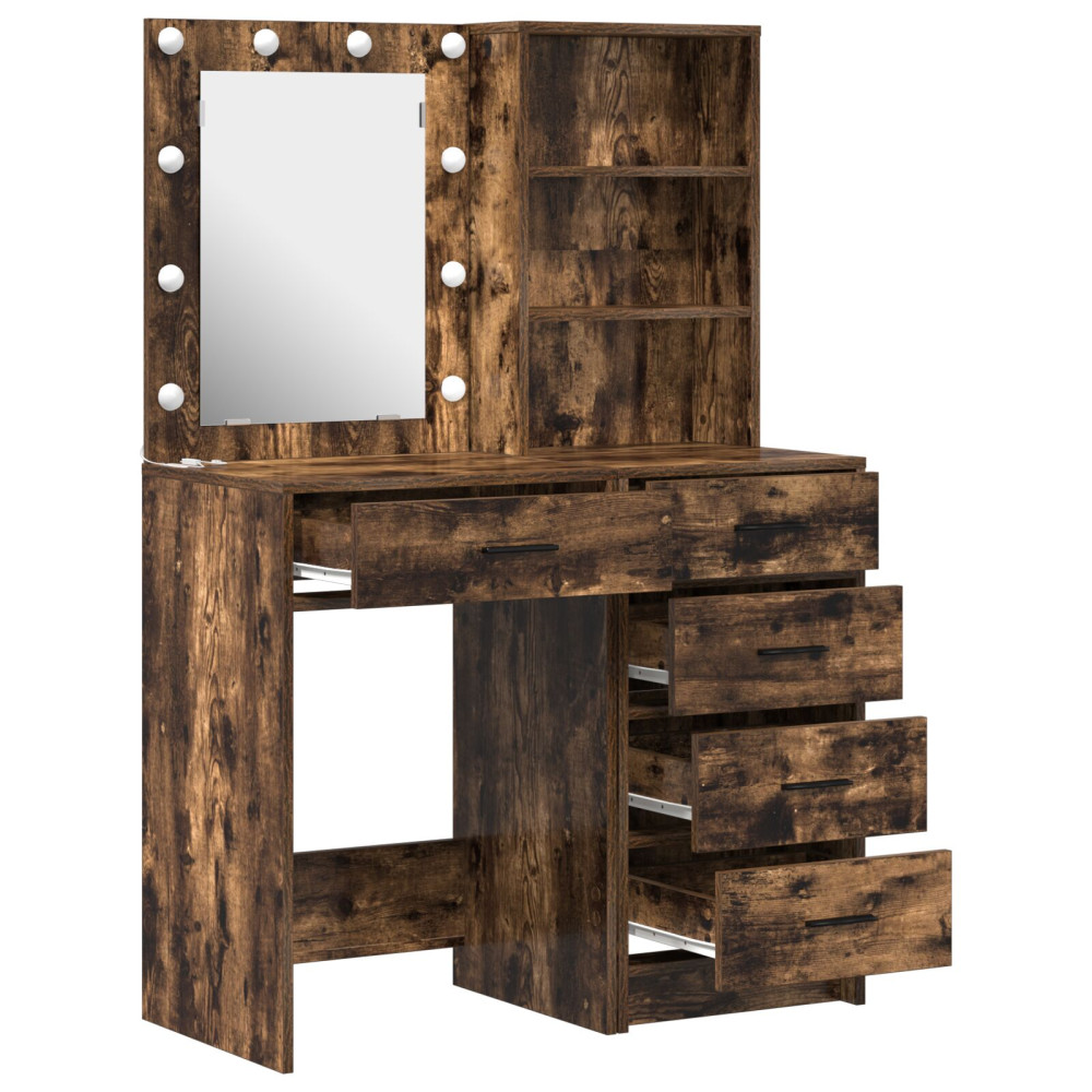 Produktbild för Smyckebord med låda 2 pcs Brun 50 x 41 x 135 cm Konstruerat trä