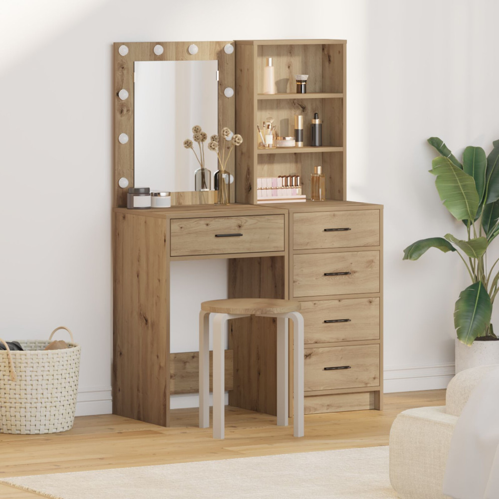 Produktbild för Smyckebord med låda 2 pcs Brun 50 x 41 x 135 cm Konstruerat trä
