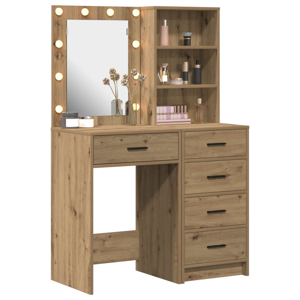 Produktbild för Smyckebord med låda 2 pcs Brun 50 x 41 x 135 cm Konstruerat trä