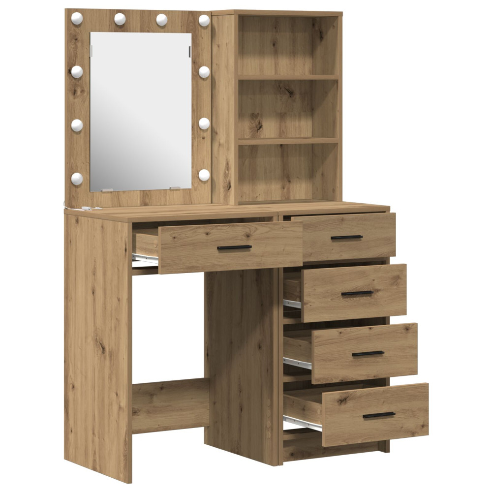 Produktbild för Smyckebord med låda 2 pcs Brun 50 x 41 x 135 cm Konstruerat trä