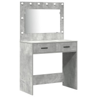 Produktbild för Smyckebord med spegelbelysning 3 pcs Betonggrå Konstruerat trä