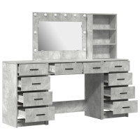 Produktbild för Smyckebord med spegelbelysning 3 pcs Betonggrå Konstruerat trä