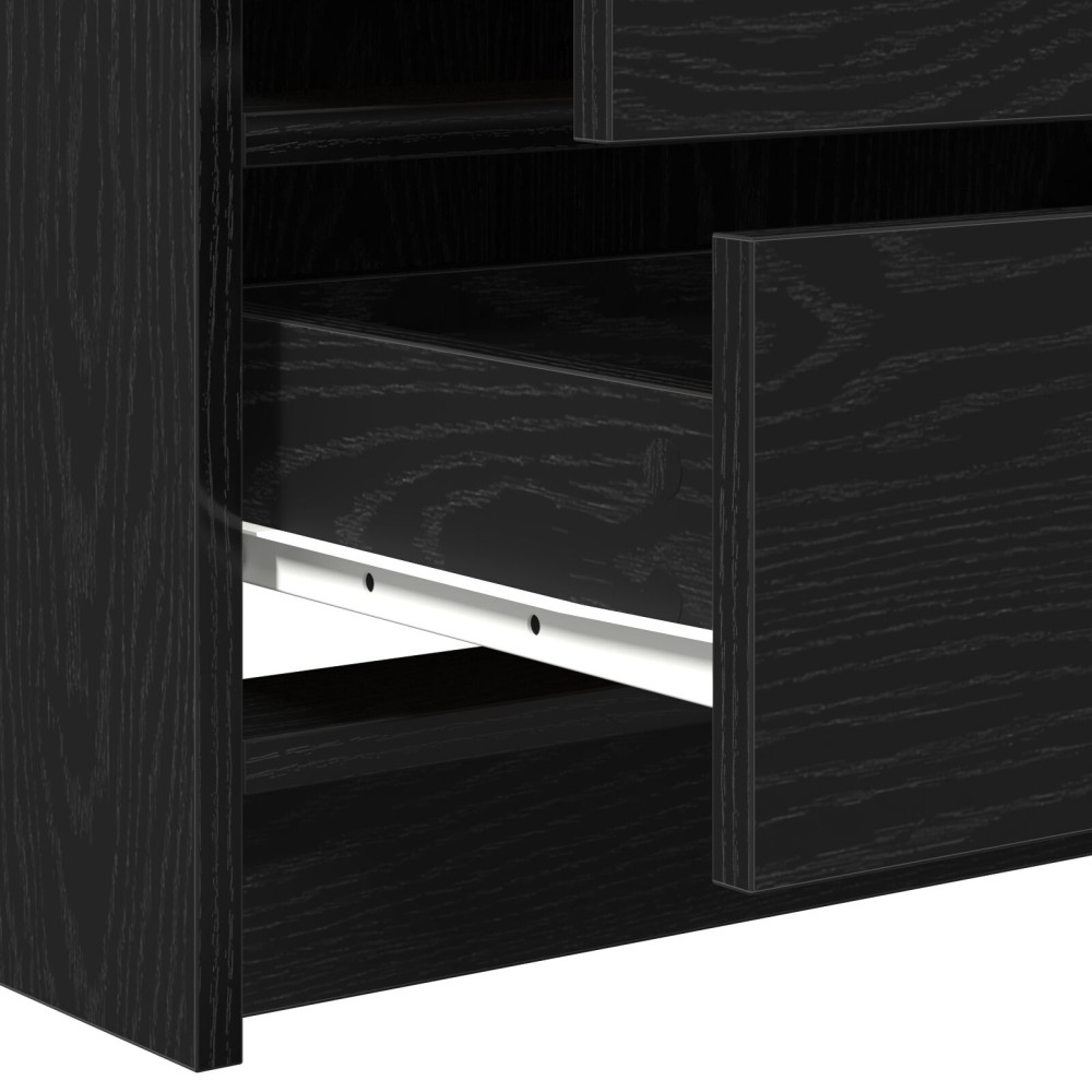 Produktbild för Smyckebord med spegelbelysning 3 pcs Svart Konstruerat trä
