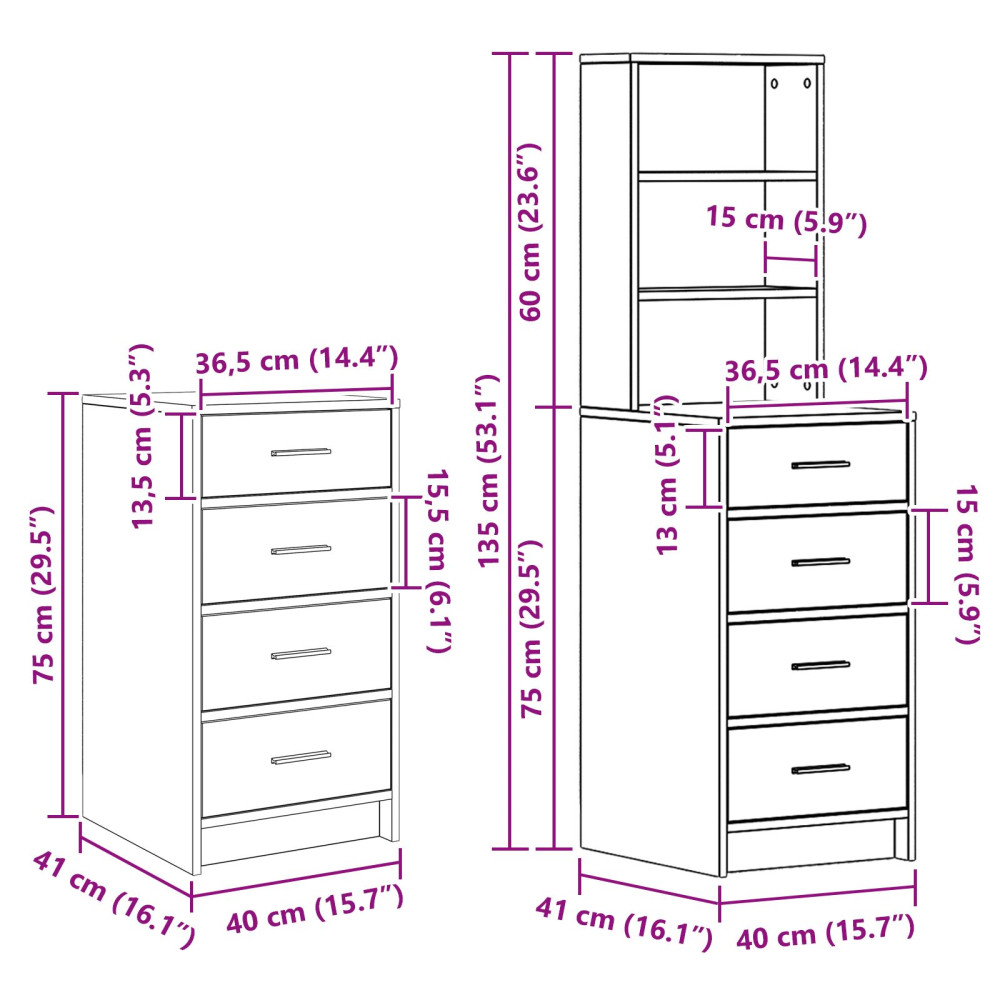 Produktbild för Smyckebord med spegelbelysning 3 pcs Brun Konstruerat trä