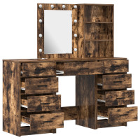 Produktbild för Smyckebord med spegelbelysning 3 pcs Brun Konstruerat trä