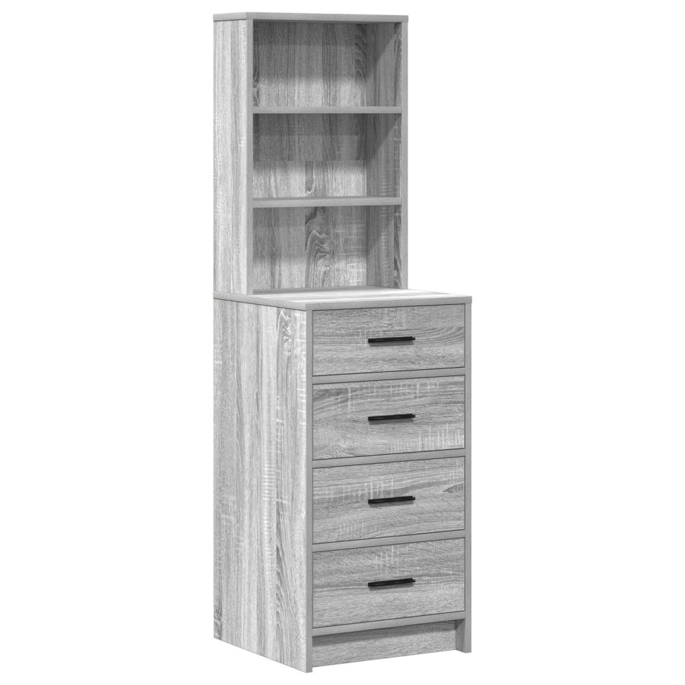 Produktbild för Smyckebord med spegelbelysning 3 pcs Grå Konstruerat trä