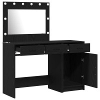 Produktbild för Smyckebord med spegelbelysning 2 pcs Svart Konstruerat trä