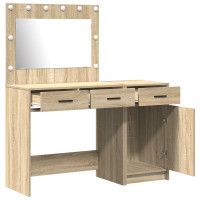 Produktbild för Smyckebord med spegelbelysning 2 pcs Brun Konstruerat trä