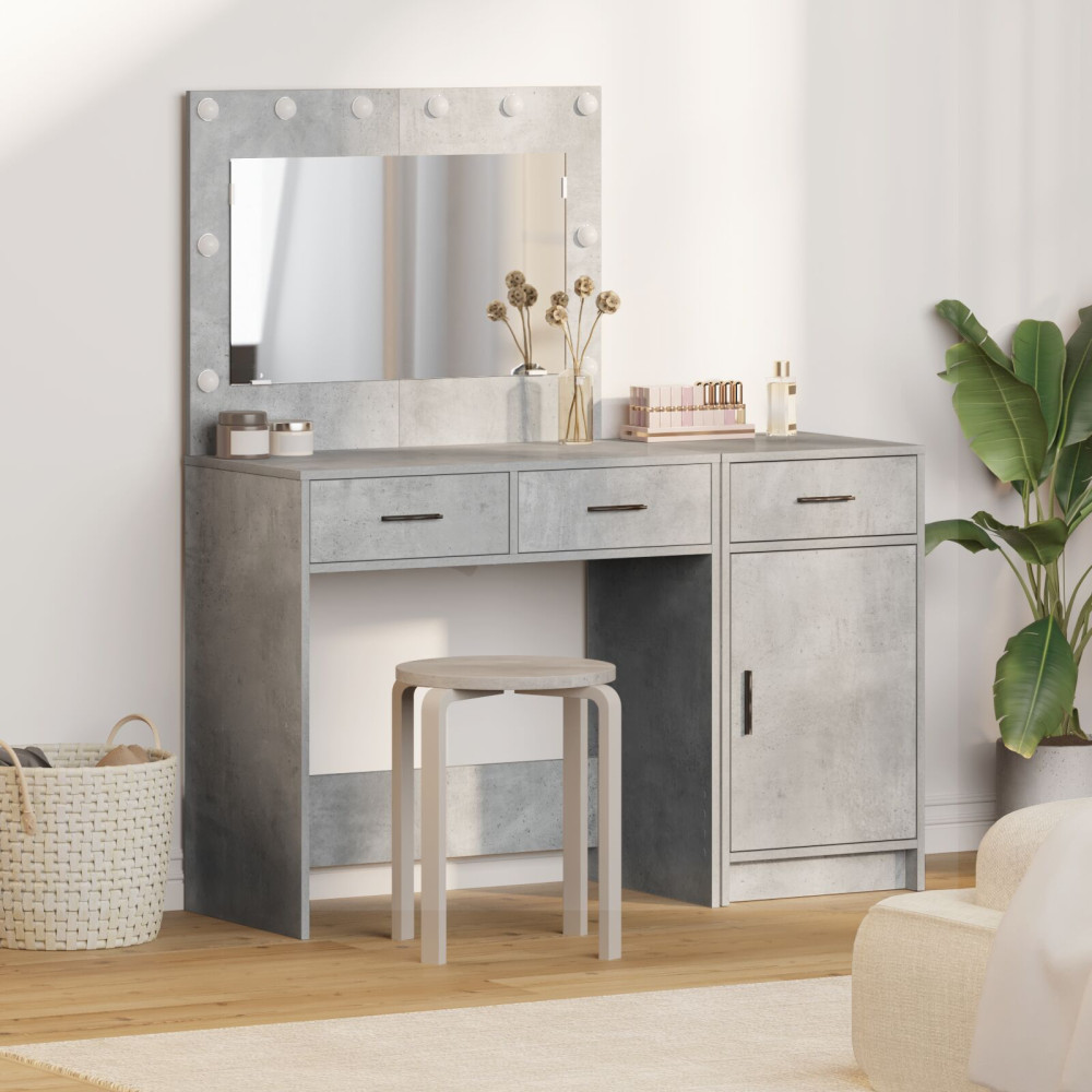 Produktbild för Smyckebord med spegelbelysning 2 pcs Grå Konstruerat trä