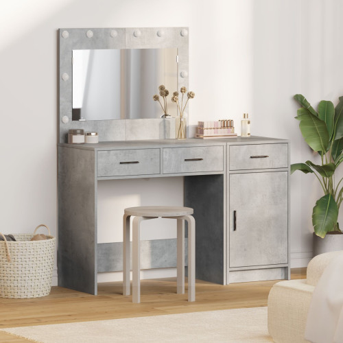 vidaXL Smyckebord med spegelbelysning 2 pcs Grå Konstruerat trä