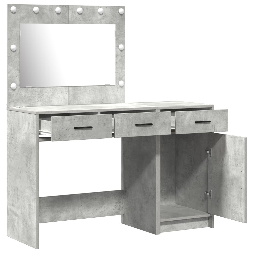 Produktbild för Smyckebord med spegelbelysning 2 pcs Grå Konstruerat trä