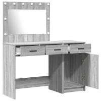 Produktbild för Smyckebord med spegelbelysning 2 pcs Grå Konstruerat trä