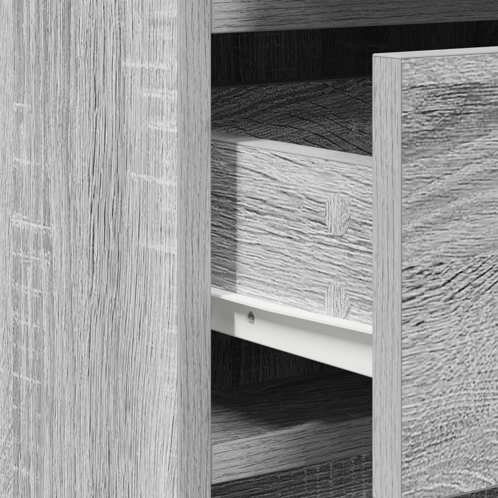 Produktbild för Smyckebord med spegelbelysning 2 pcs Grå Konstruerat trä