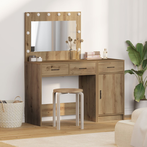 vidaXL Smyckebord med spegelbelysning 2 pcs Brun Konstruerat trä