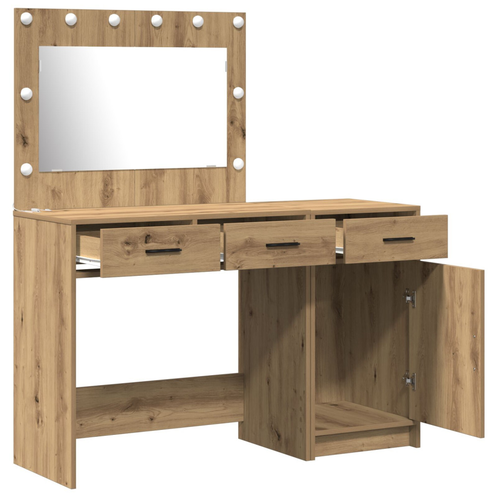 Produktbild för Smyckebord med spegelbelysning 2 pcs Brun Konstruerat trä