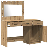 Produktbild för Smyckebord med spegelbelysning 2 pcs Brun Konstruerat trä