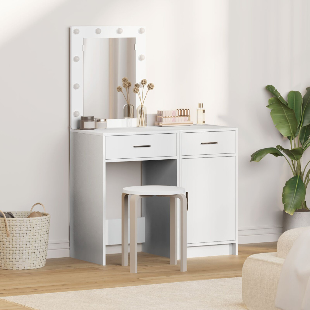 Produktbild för Smyckebord med låda 2 pcs Vit 50 x 41 x 135 cm Konstruerat trä