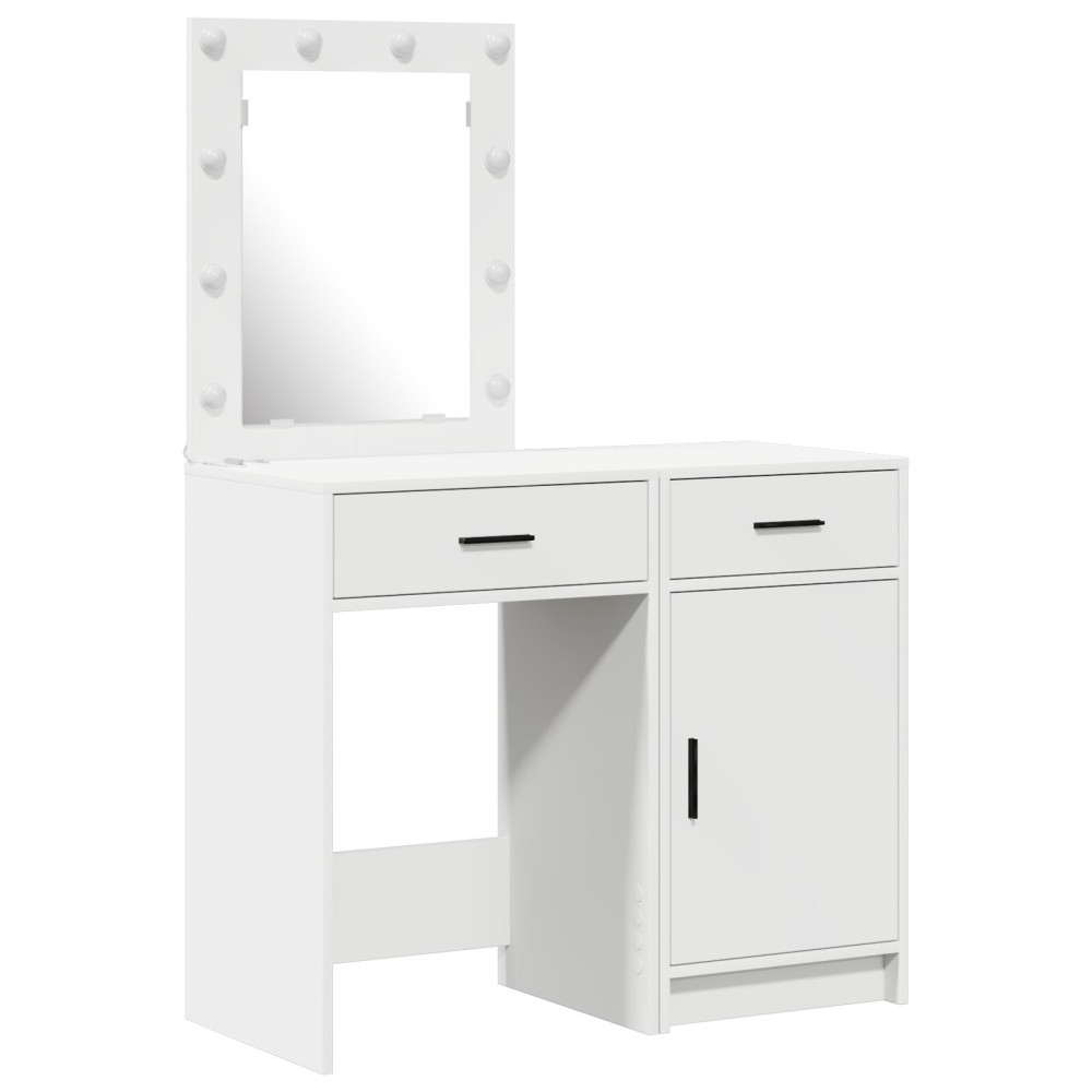 Produktbild för Smyckebord med låda 2 pcs Vit 50 x 41 x 135 cm Konstruerat trä