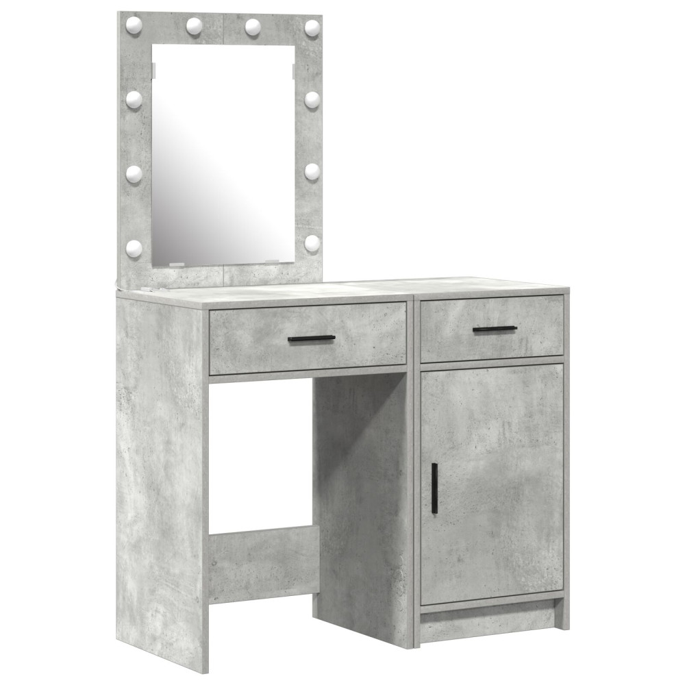 Produktbild för Smyckebord med låda 2 pcs Grå 50 x 41 x 135 cm Konstruerat trä