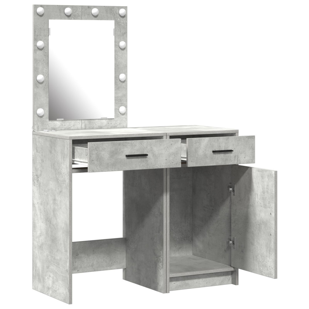 Produktbild för Smyckebord med låda 2 pcs Grå 50 x 41 x 135 cm Konstruerat trä