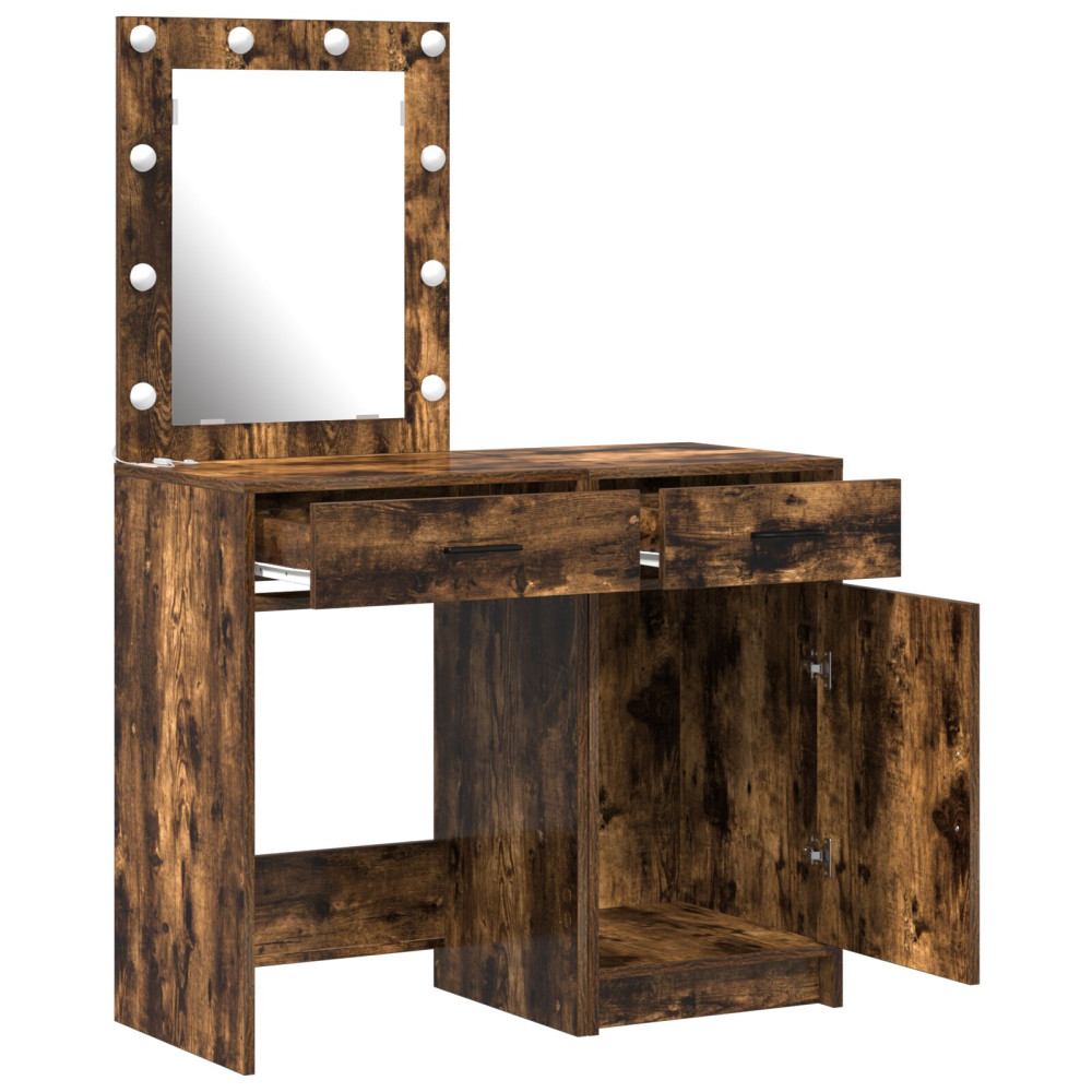 Produktbild för Smyckebord med låda 2 pcs Brun 50 x 41 x 135 cm Konstruerat trä