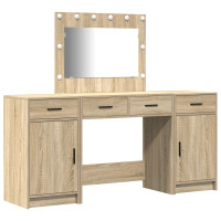 Produktbild för Smyckebord med spegelbelysning 3 pcs Brun Konstruerat trä