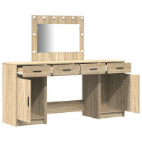 Produktbild för Smyckebord med spegelbelysning 3 pcs Brun Konstruerat trä