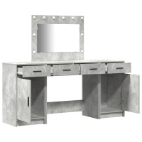 Produktbild för Smyckebord med spegelbelysning 3 pcs Grå Konstruerat trä