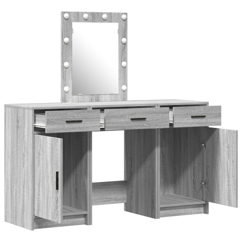 Produktbild för Smyckebord med låda Grå 50 x 41 x 135 cm Konstruerat trä