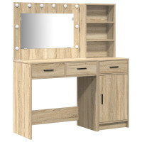 Produktbild för Smyckebord med spegelbelysning 2 pcs Brun Konstruerat trä