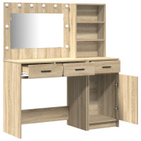 Produktbild för Smyckebord med spegelbelysning 2 pcs Brun Konstruerat trä