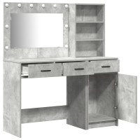 Produktbild för Smyckebord med spegelbelysning 2 pcs Grå Konstruerat trä