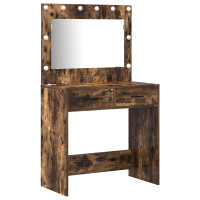 Produktbild för Smyckebord med spegelbelysning 2 pcs Brun Konstruerat trä