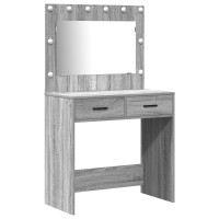 Produktbild för Smyckebord med spegelbelysning 2 pcs Grå Konstruerat trä