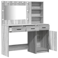 Produktbild för Smyckebord med spegelbelysning 2 pcs Grå Konstruerat trä