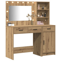 Produktbild för Smyckebord med spegelbelysning 2 pcs Brun Konstruerat trä