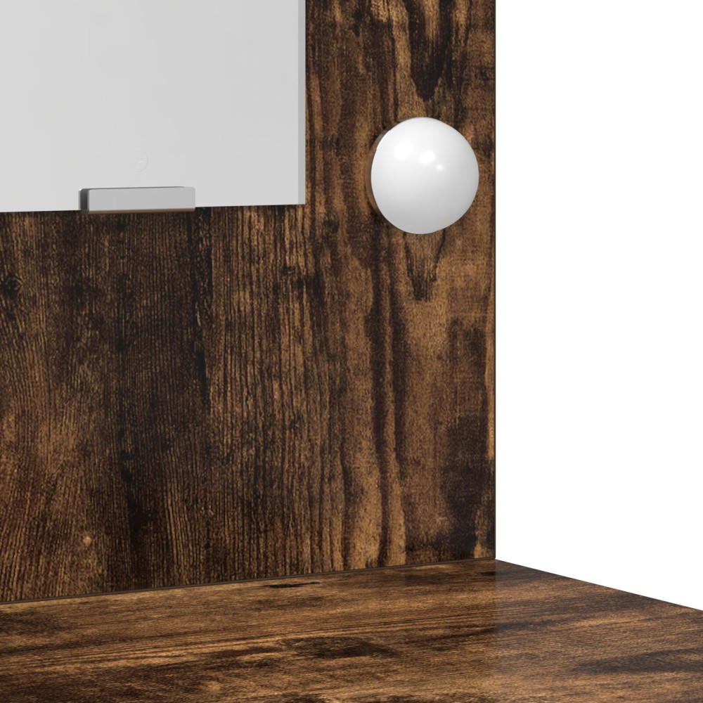 Produktbild för Sminkbordssats med LED med låda 2 pcs Rökt ek Konstruerat trä