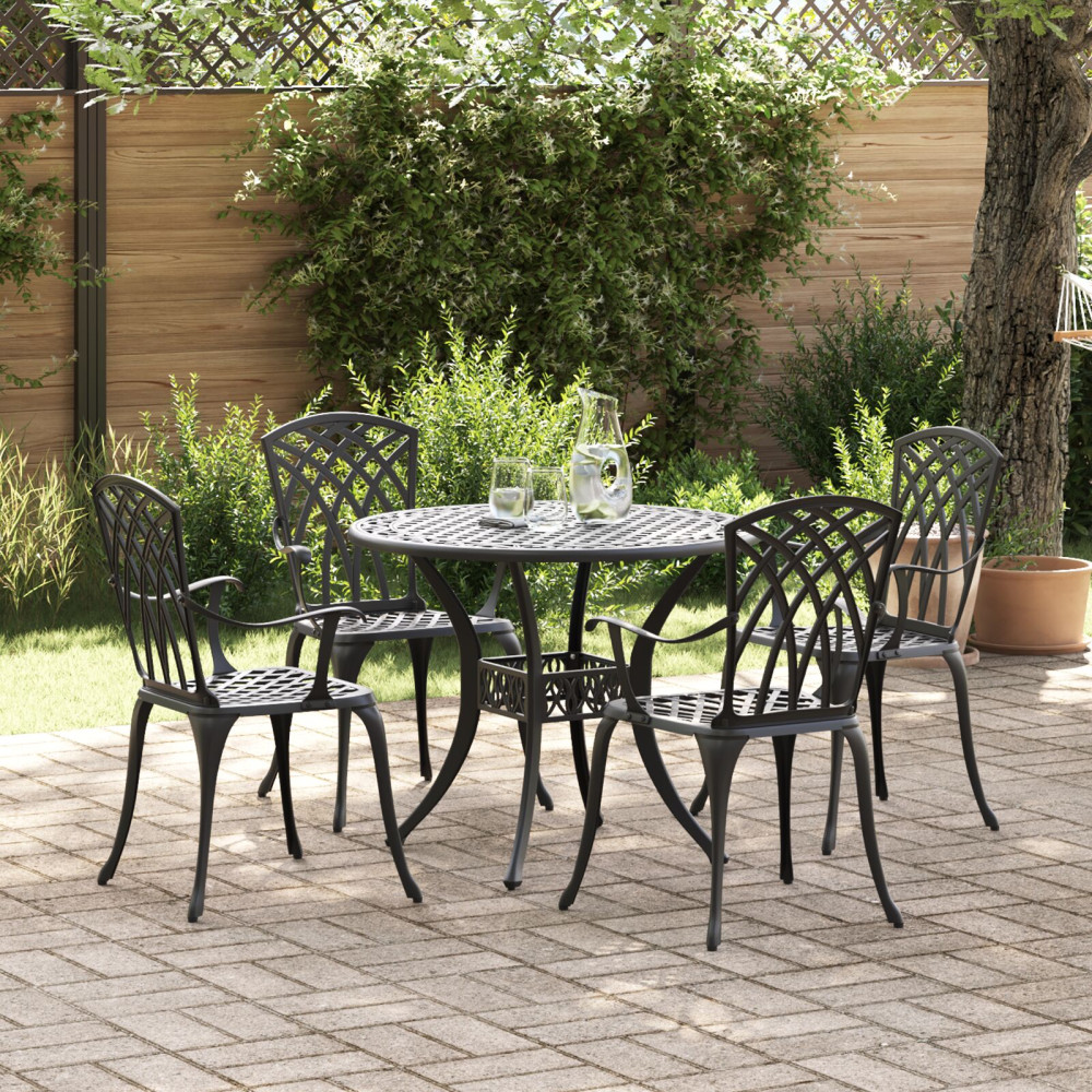 Produktbild för Trädgårdsmöbelset 5 pcs Svart Aluminium