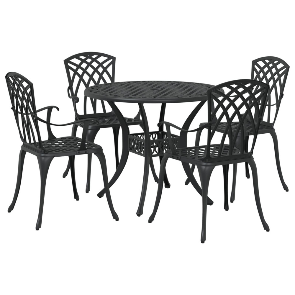 Produktbild för Trädgårdsmöbelset 5 pcs Svart Aluminium
