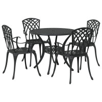 Produktbild för Trädgårdsmöbelset 5 pcs Svart Aluminium