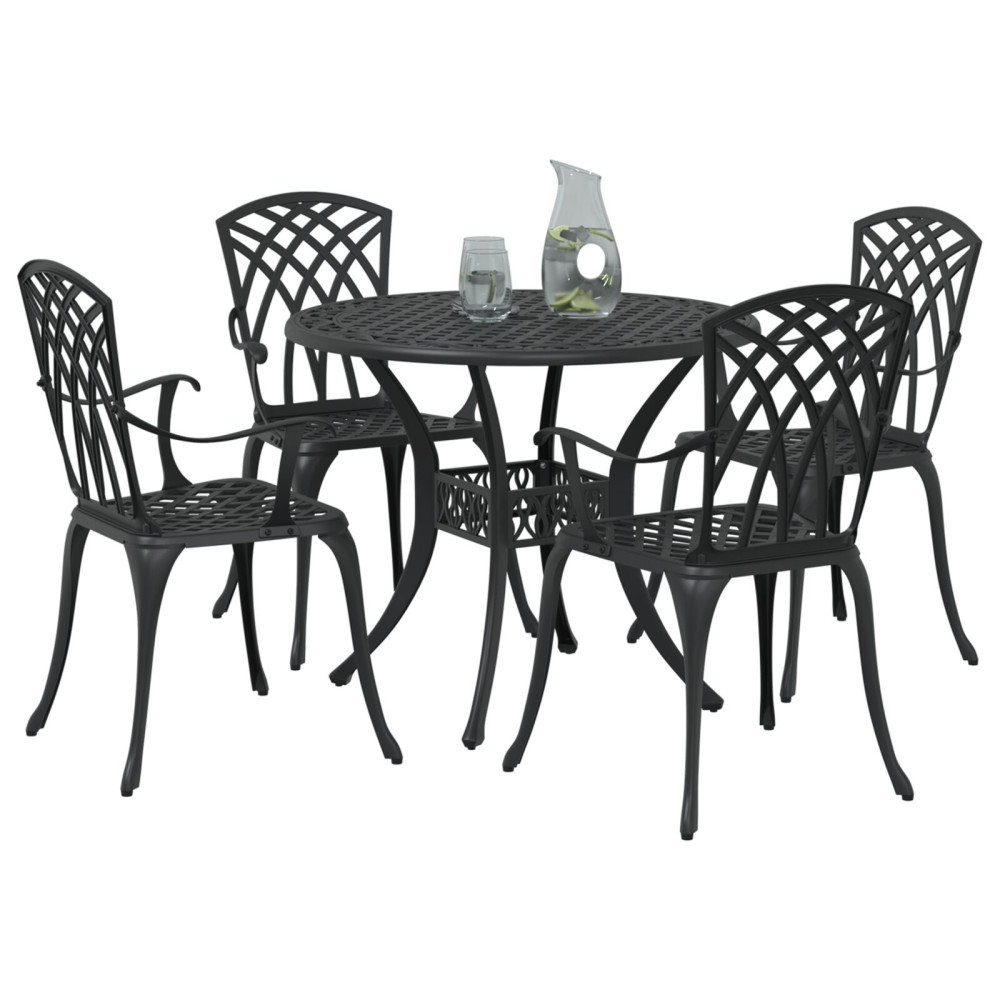 Produktbild för Trädgårdsmöbelset 5 pcs Svart Aluminium