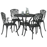 Produktbild för Trädgårdsmöbelset 5 pcs Svart Aluminium