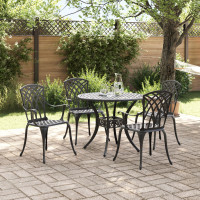 Produktbild för Trädgårdsmöbelset 5 pcs Svart Aluminium