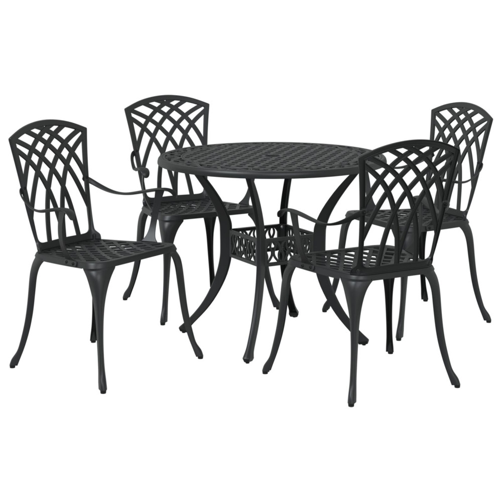 Produktbild för Trädgårdsmöbelset 5 pcs Svart Aluminium