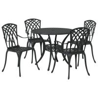 Produktbild för Trädgårdsmöbelset 5 pcs Svart Aluminium