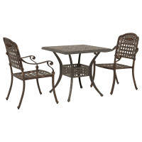 Produktbild för Trädgårdsbord Set 3 pcs Brons Gjutet Aluminium