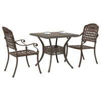 Produktbild för Trädgårdsbord Set 3 pcs Brons Gjutet Aluminium